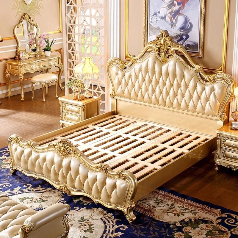 Bedroom Furniture Antique Double Bed with Dresser for Home Furniture