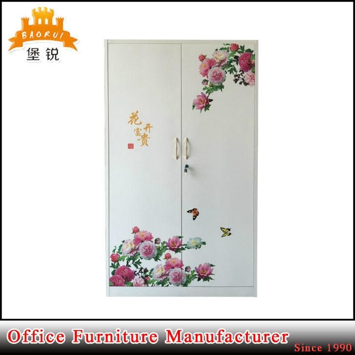 Fas-091 Metal Bedroom Furniture 2 Door Steel Almirah Wardrobe