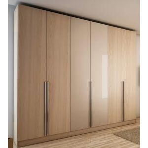 Large Storage Modern Design Walnut 6 Door Wooden Wardrobe