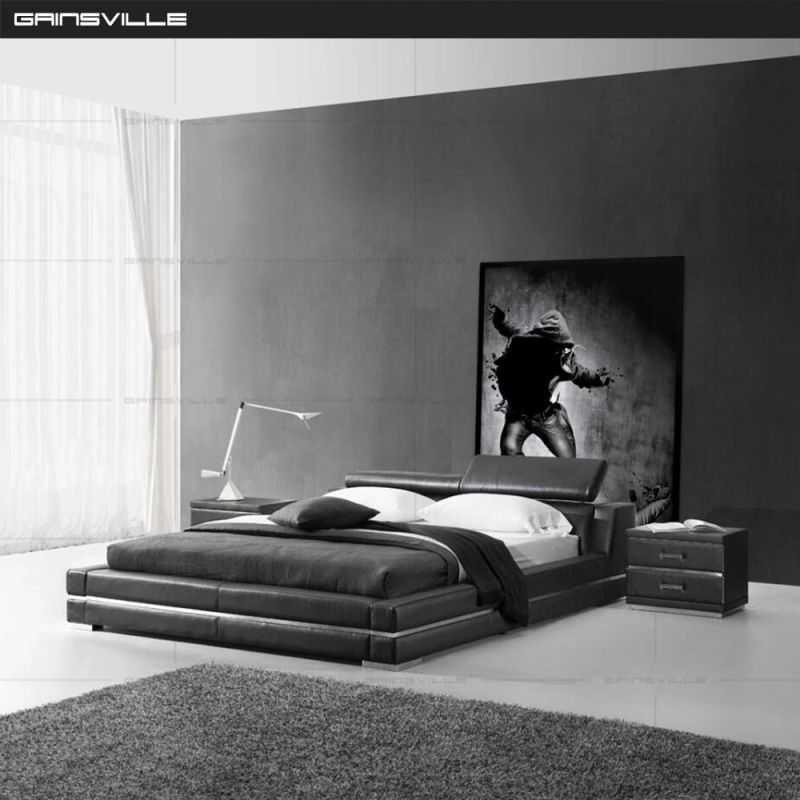 Manufacture American Style Bedroom Furniture Leather Bed Sets Gc1685