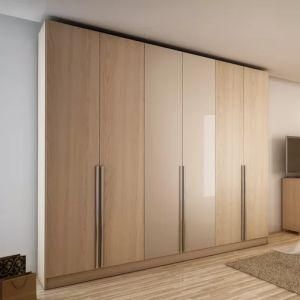 Large Storage Modern Design Walnut 6 Door Wooden Wardrobe
