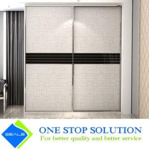 White with Decorative Pattern Sliding Door Wardrobe Furniture Closet (ZY 2031)