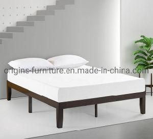 Double Bed Wooden Pine Frame in Dark Color