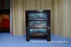 Furniture Solid Wood Country Antique Blue Bedroom Night Stand