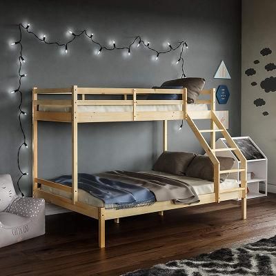 Wooden 2 Layers Bed Bedroom Furniture Teenagers Bunk Bed with Stable Bedboard