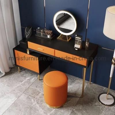 (MN-DR18) Chinese Furniture Home Metal Orange Dresser with Mirror and Stool