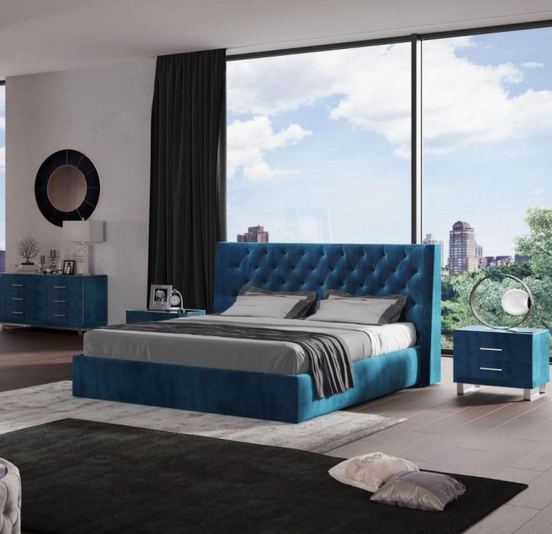 Luxury Italian Style Modern Furniture Bed Room Furniture Bedroom Set Upholstered Velvet Beds Gc1825
