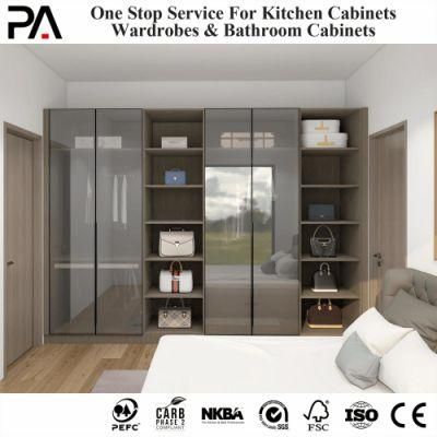 PA Best Sell Master Bedroom Wardrobe Closet Sectional Glass Walk in Wardrobe Designs