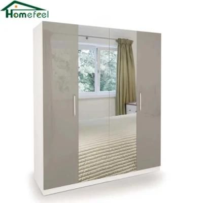 Cheap Wooden Bedroom Furniture Mirror Sliding Door Storage Wardrobe
