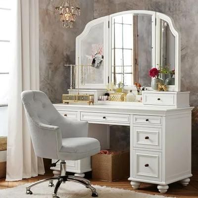 White Wooden American Style Dresser with Mirror