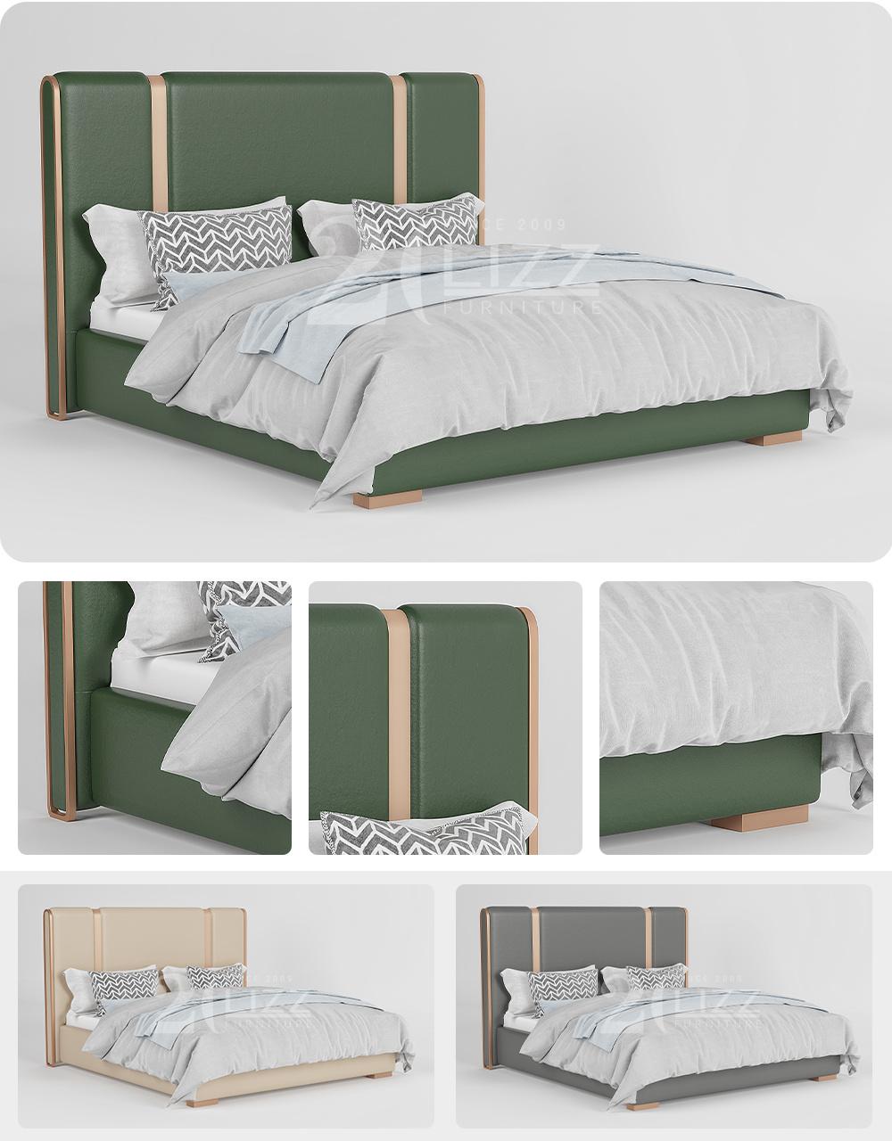 Antique Design Luxury Excellent Quality Home Hotel Bedroom Bed Set with High Headboard