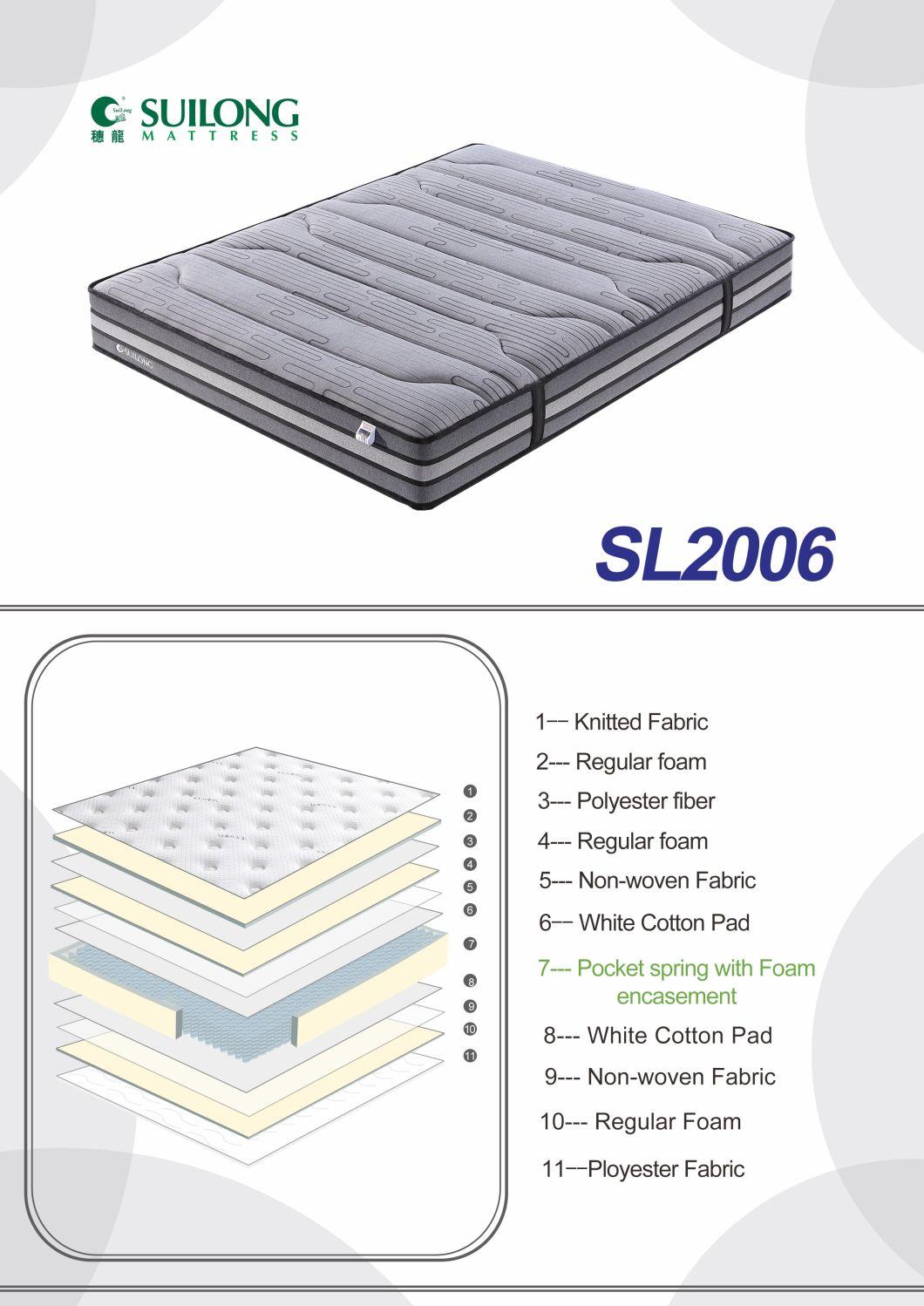 Hot Sell Bedroom Furniture Queen Bed Pocket Spring Mattress (SL2006)