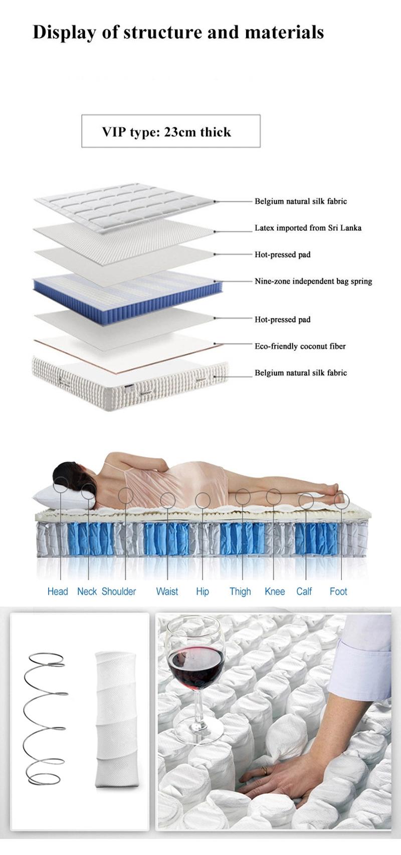 Hotel Spring Mattress Latex Vacuum Silk Fabric for Single Bed