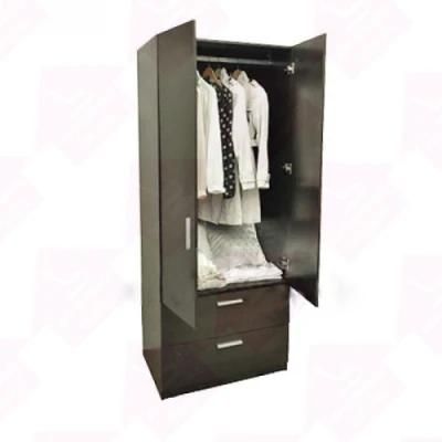 Modern 2 Doors Wardrobe with Drawer Cloth Cabinet in Bedroom