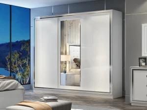 MDF Stainless Steel Wardrobe with Sliding Door Closet Bedroom Set Modern Home Furniture