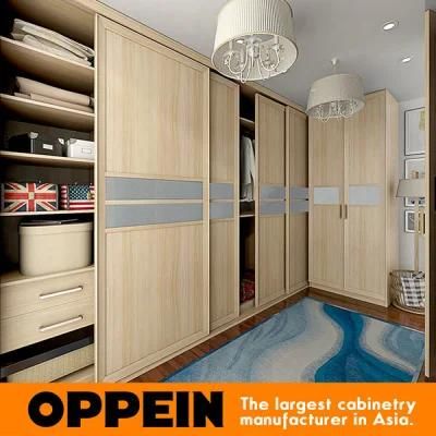 Light Wood Grain Wardrobe with Gray Glass Waist (YG16-M15)