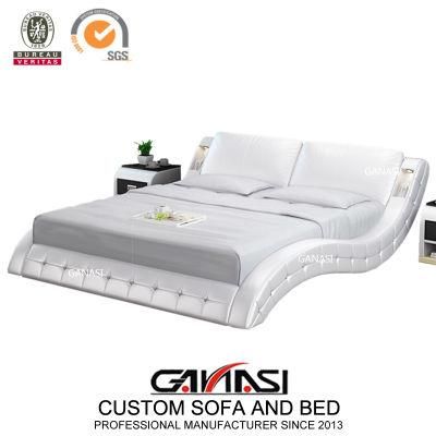 Modern Bedroom Leisure Leather Bed with LED Light