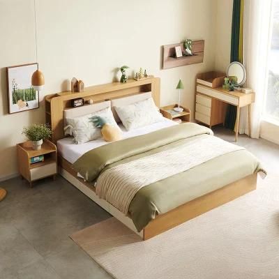Quanu 127105 Modern King Size Wooden Bed Wood Storage Beds Set with LED Light and Drawers