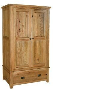 Toulouse Solid Oak Bedroom Furniture, Double Wardrobe with Drawers