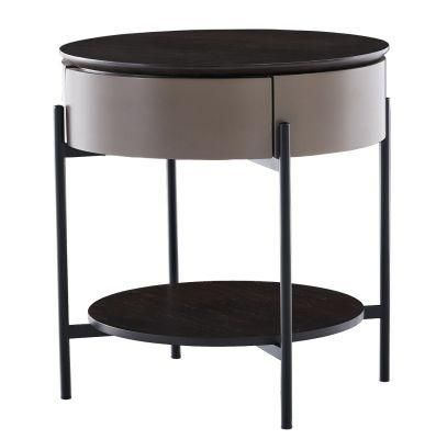 FL39 Night Table/Eucalyptus Veneer / Steel Coating /Steel Base/Modern Furniture in Home and Hotel Bed