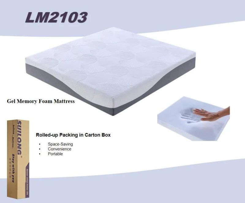 Comfortable Cover Gel Memory Foam Mattress Bedding Furniture with Zipper Roll-up in a Box
