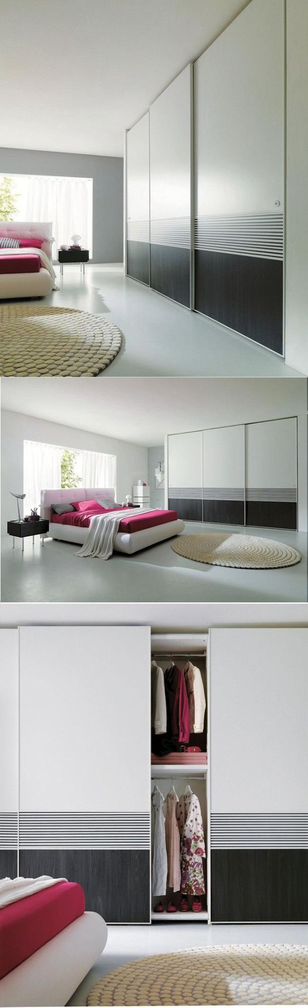 European Bedroom Furniture Wooden Wardrobe with 3 Sliding Doors