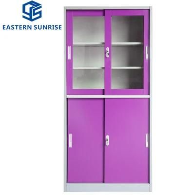 Metal Wardrobe with Silding Glass Door and Steel Door
