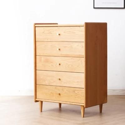 Five Chest of Drawers Made of Solid Cherry Wood as Bedroom Storage Cabinet Furniture