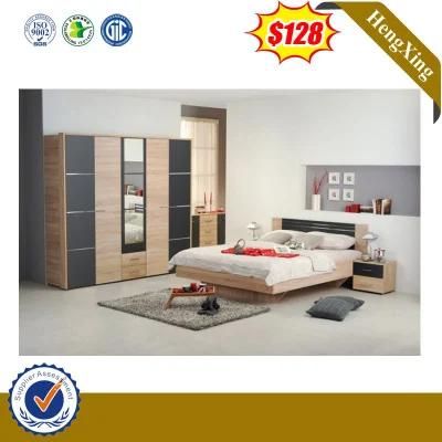 Latest Double Design Slat Wooden Bedroom Set Queen Size Adult Bed