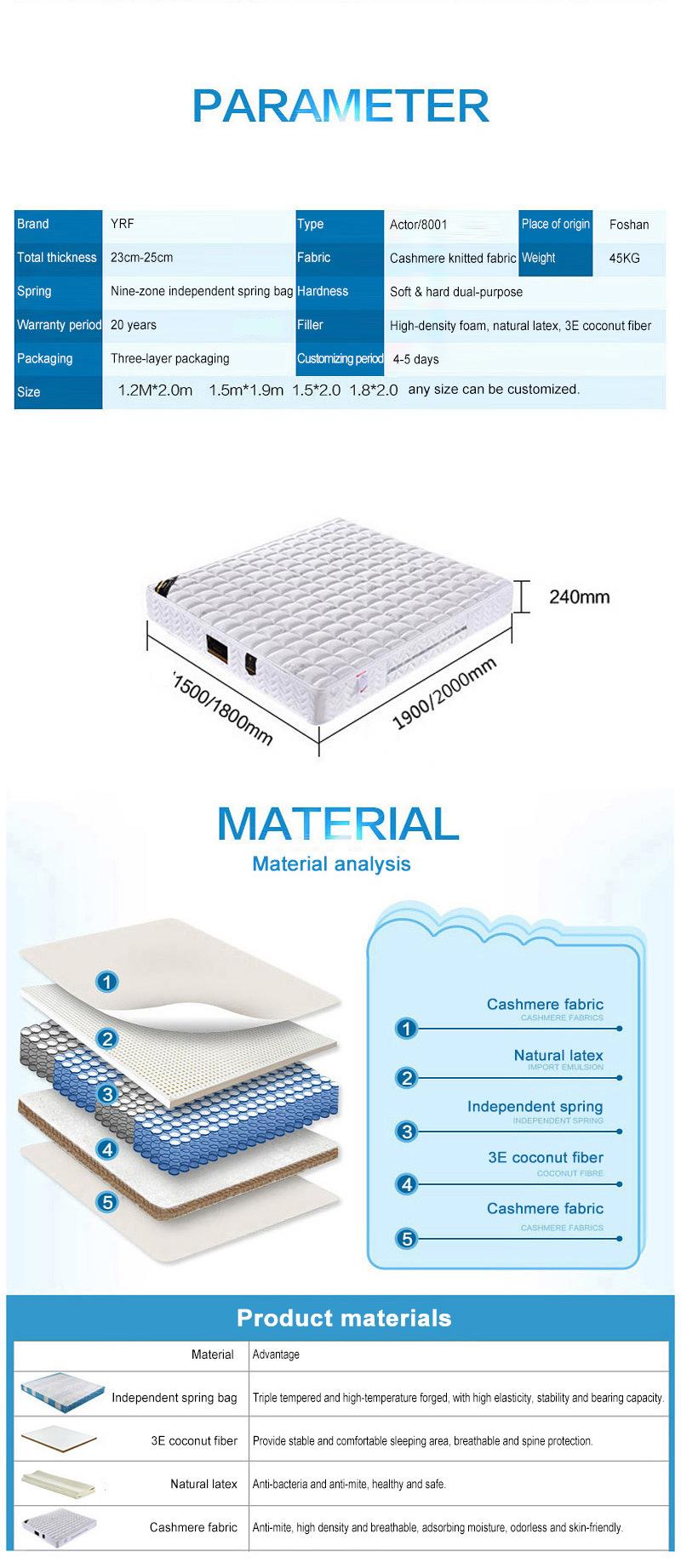 Luxury Innerspring Hybrid Home Furniture Single Bed Mattress for Bedroom