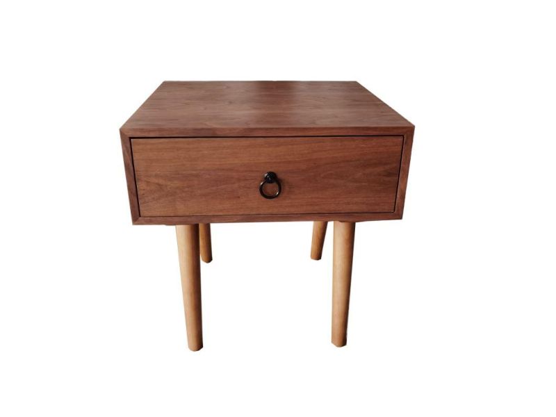 Ctg801 Night Stand Walnut Color /MDF with Walnut Veneer / Ash Wood Base