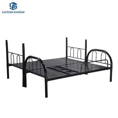 Space Saving Black Gray Metal Bed Steel Apartment Bunk Iron Bed