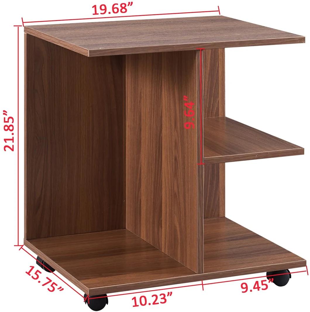 Most Popular Nightstand End Side Table Bedside Table with Rolling Wheels
