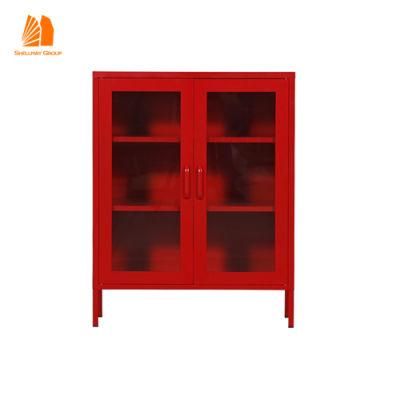 Double Glass Door Modern Design Locker Steel Cabinet