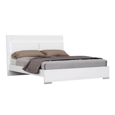 Nova Superb Design Full Wooden Platform Bedroom Bed in White Lacquer