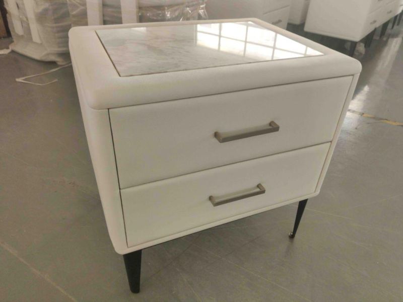 Modern Furniture Wholesale Nightstand Leather Bedside Table Soft Drawer Gns190