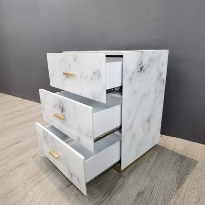 L40xw40xh64cm Factory Price Marble Glass Small Bedside Table