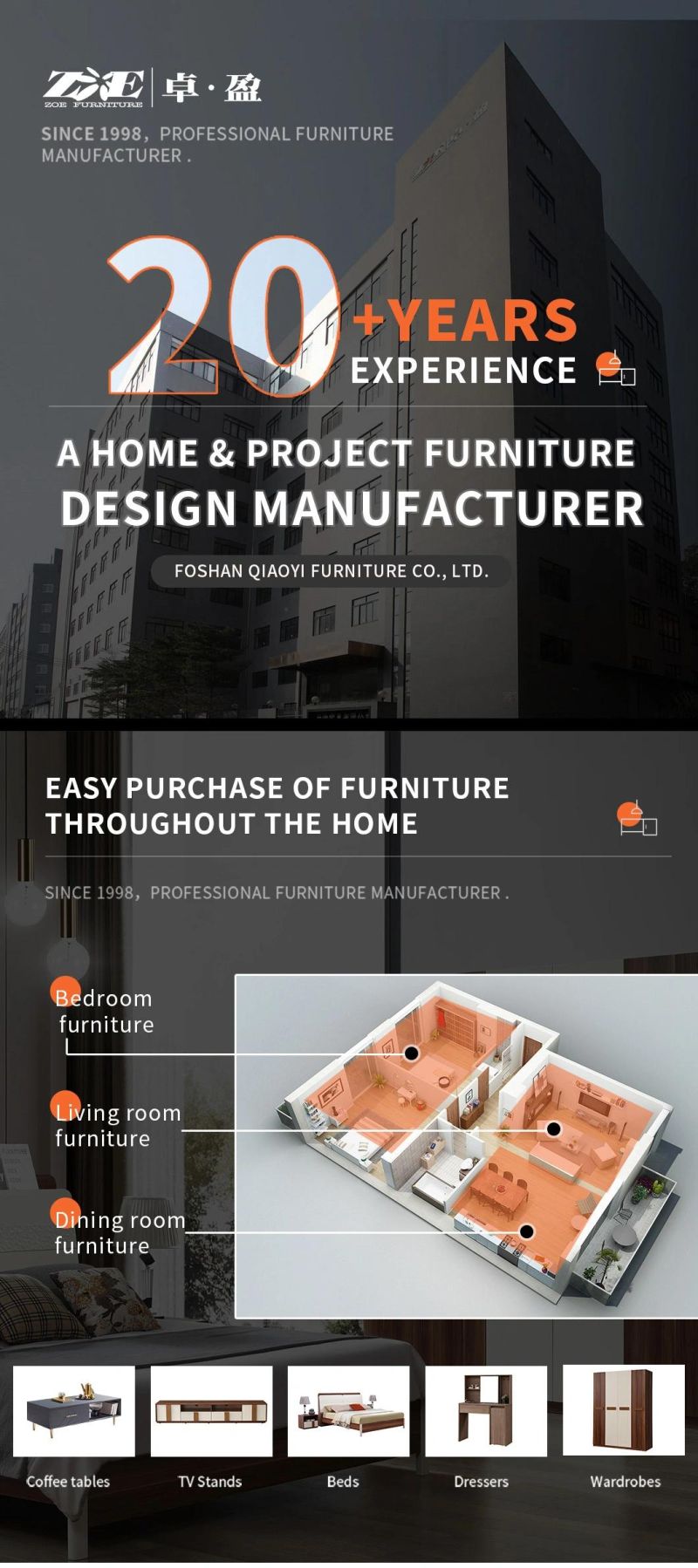 Chinese Wholesale Modern Design Complete MDF Home Furniture Set Wooden MDF Bedroom Furniture Made in China