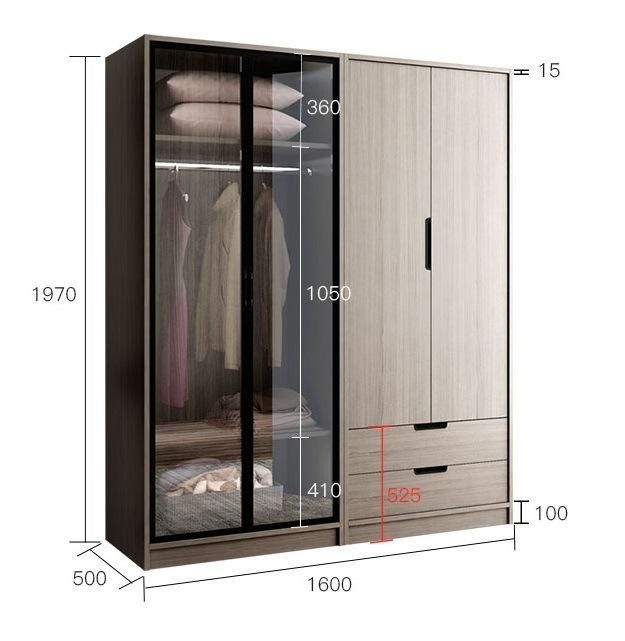 Competitive Price Wood Bedroom Furniture Swing Door Wardrobe