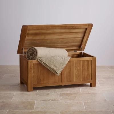 Rustic Vintage Oak Solid Wood Blanket Storage Box