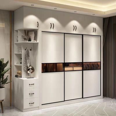 Simple White Sliding Door Dressing Table Wardrobe