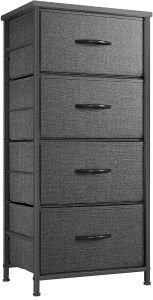 Well Designed Square Night Stand Metal Frame Bedside Table 4 Drawers Fabric Organizer Unit