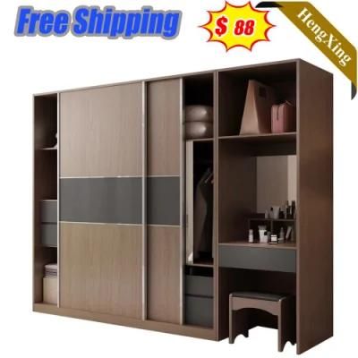 Modern New Design Slide Wooden Doors Hotel Apartment Bedroom Furniture Wardrobe