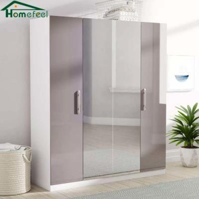Modern Style Hot Sale Simple Mirror Swing Door Design Wardrobe