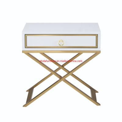 Bedroom Furniture Luxury Design Stainless Steel Leg Bedside Table
