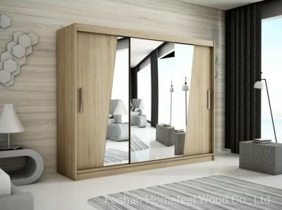 Modern Space Saving Clothes Storage Sliding Door Bedroom Furniture Wooden Wardrobe (HF-WB17)