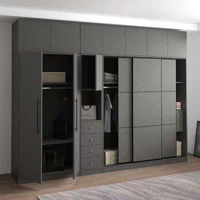 Modern Simple Design Sliding Door Drawer Combination Bedroom Wardrobe