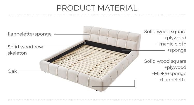 Linsy Simple Fashion Fabric Couch Bed Headboard Modern King Size Double Bed Ls662RC2