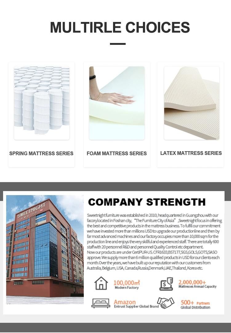 King Hotel Compressed Memory Foam Bed Natural Latex Topper Pad Sponge Coil Bonnell Spring Mattress
