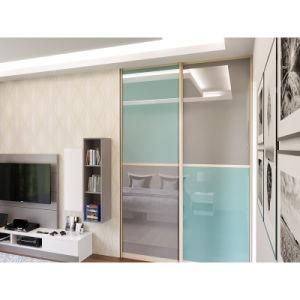 Blue High Gloss Sliding Door Closet Wardrobe